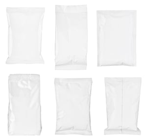 collection of various paper bags on white background. each one is shot separately
