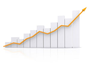 business chart in orange isolated over a white background